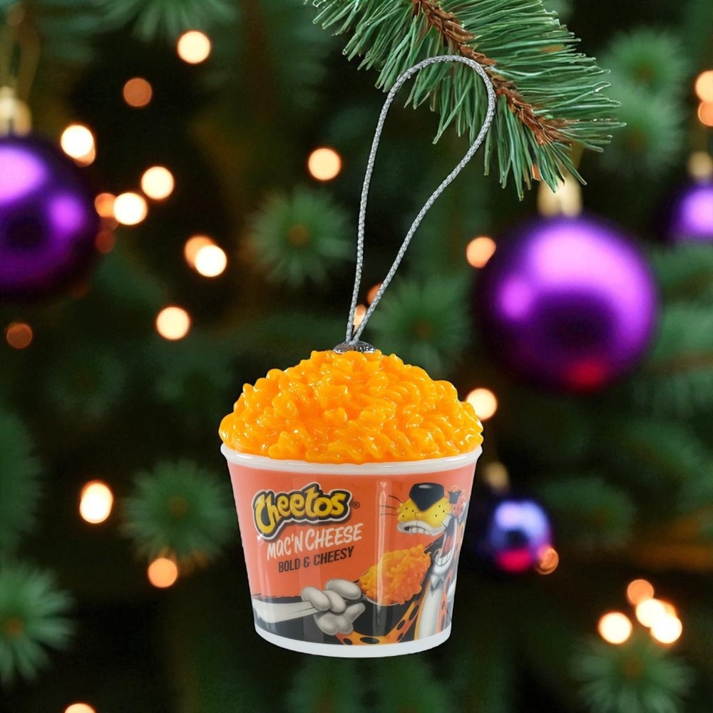 Cheetos Mac Cheese Cup Decoupage Christmas Ornamnet, 3"‎ Tall